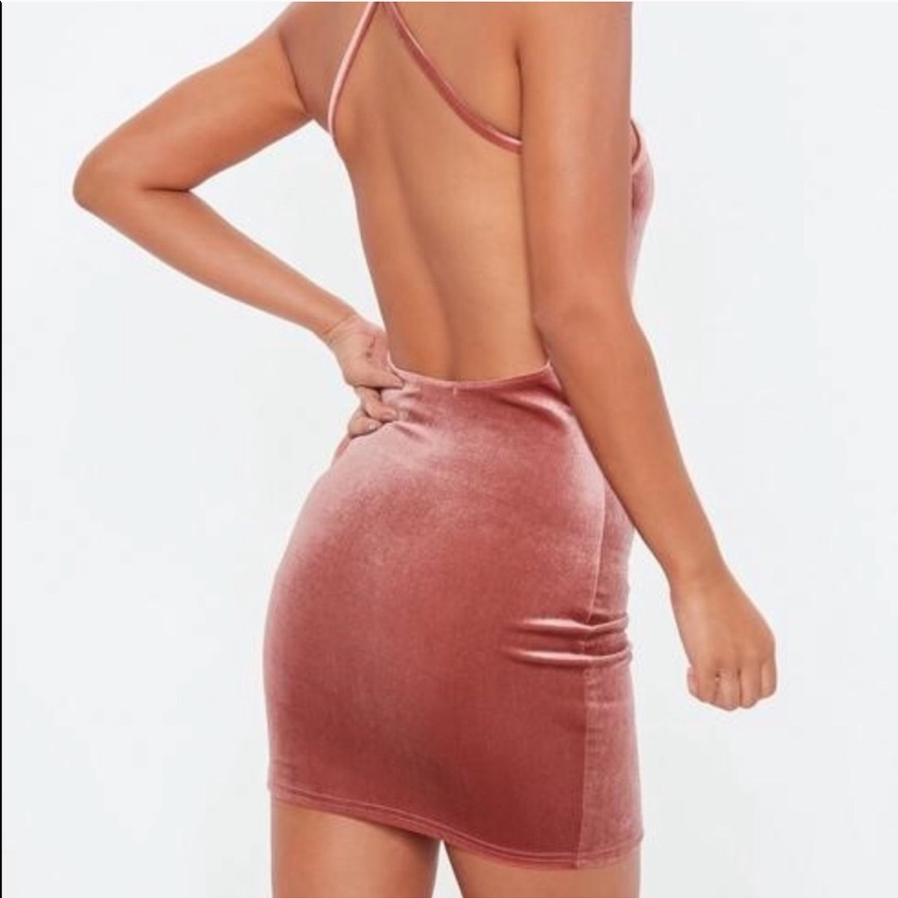 Missguided pink velvet bodycon dress